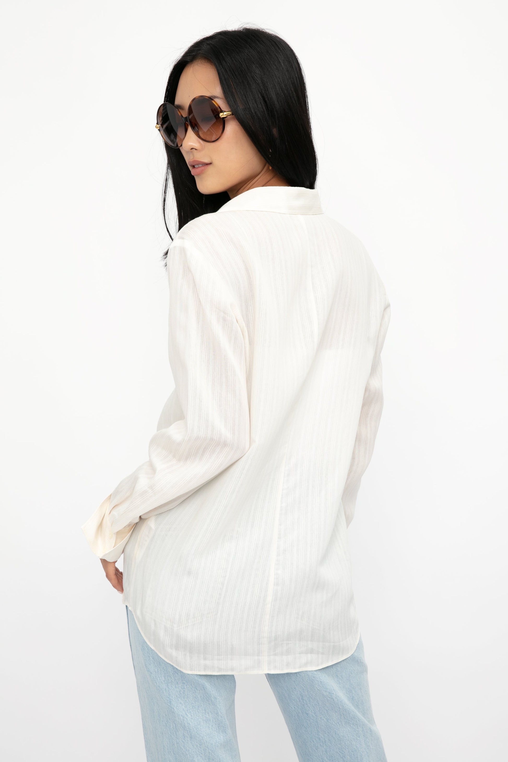 FRAME Tie Front Blouse in Bone