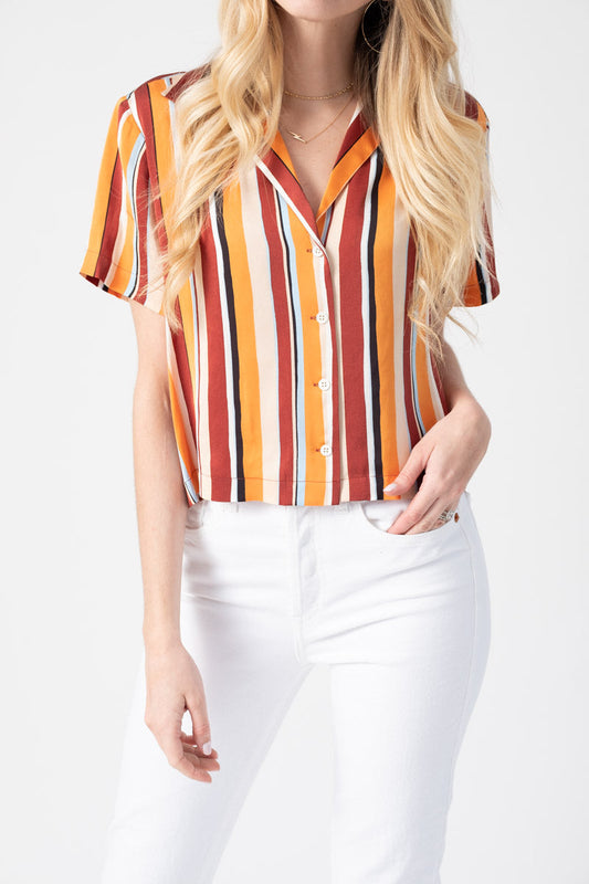 FRAME Mini Short Sleeve Shirt in Sunrise Multi