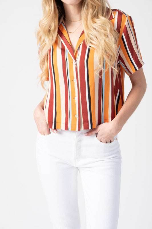 FRAME Mini Short Sleeve Shirt in Sunrise Multi