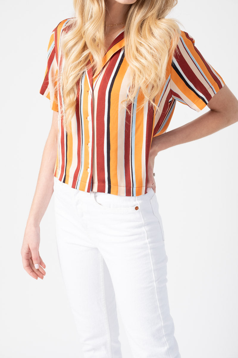 FRAME Mini Short Sleeve Shirt in Sunrise Multi