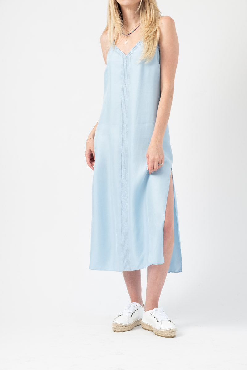 FRAME Midi Slip Dress in Soft Blue