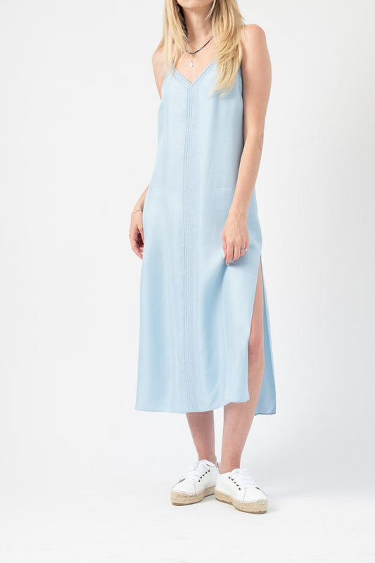 FRAME Midi Slip Dress in Soft Blue