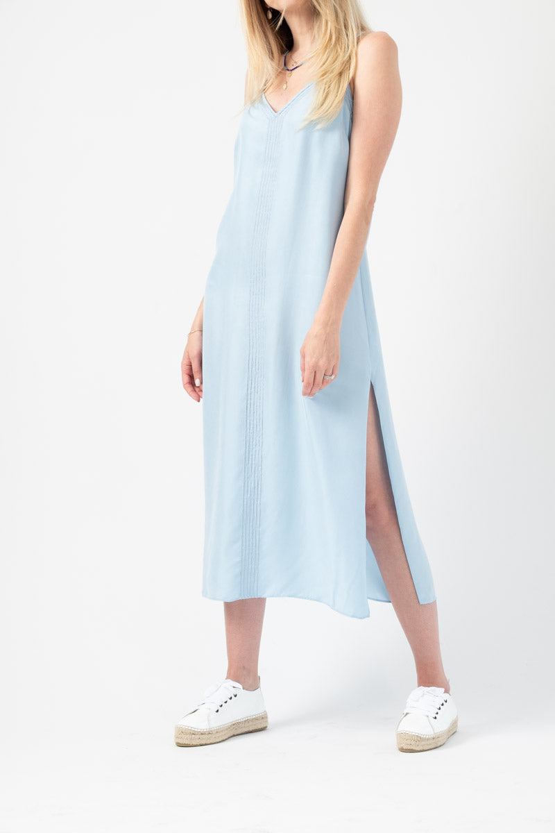FRAME Midi Slip Dress in Soft Blue