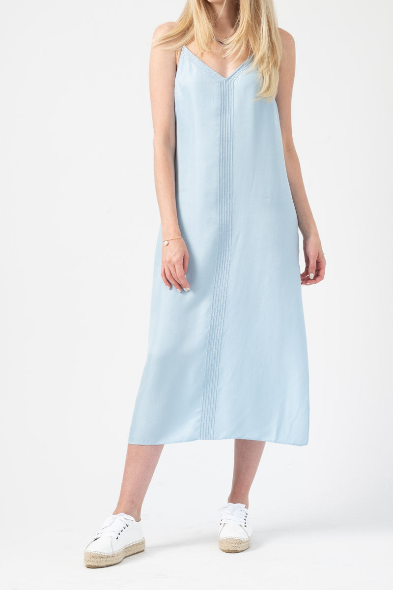 FRAME Midi Slip Dress in Soft Blue