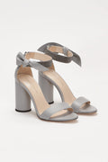 FABIANA FILIPPI Ester Heeled Leather Sandals in Rock Grey