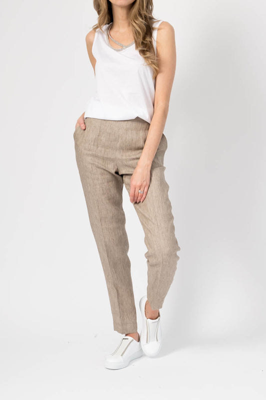 FABIANA FILIPPI Linen Pull On Pants in Natural