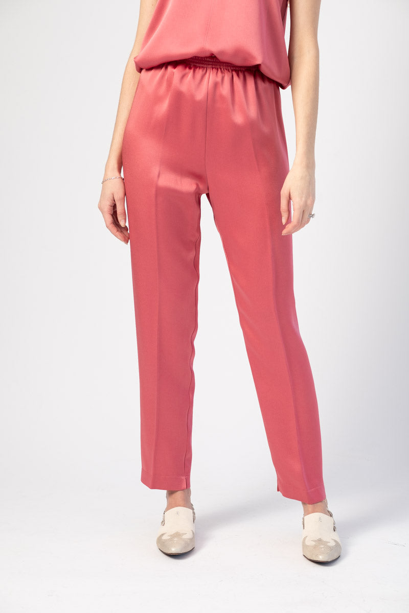 Envers Satin Crepe Elasticated Pants in Hibiscus