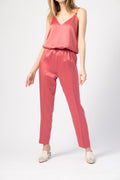 FORTE FORTE Envers Satin Crepe Elasticated Pants in Hibiscus