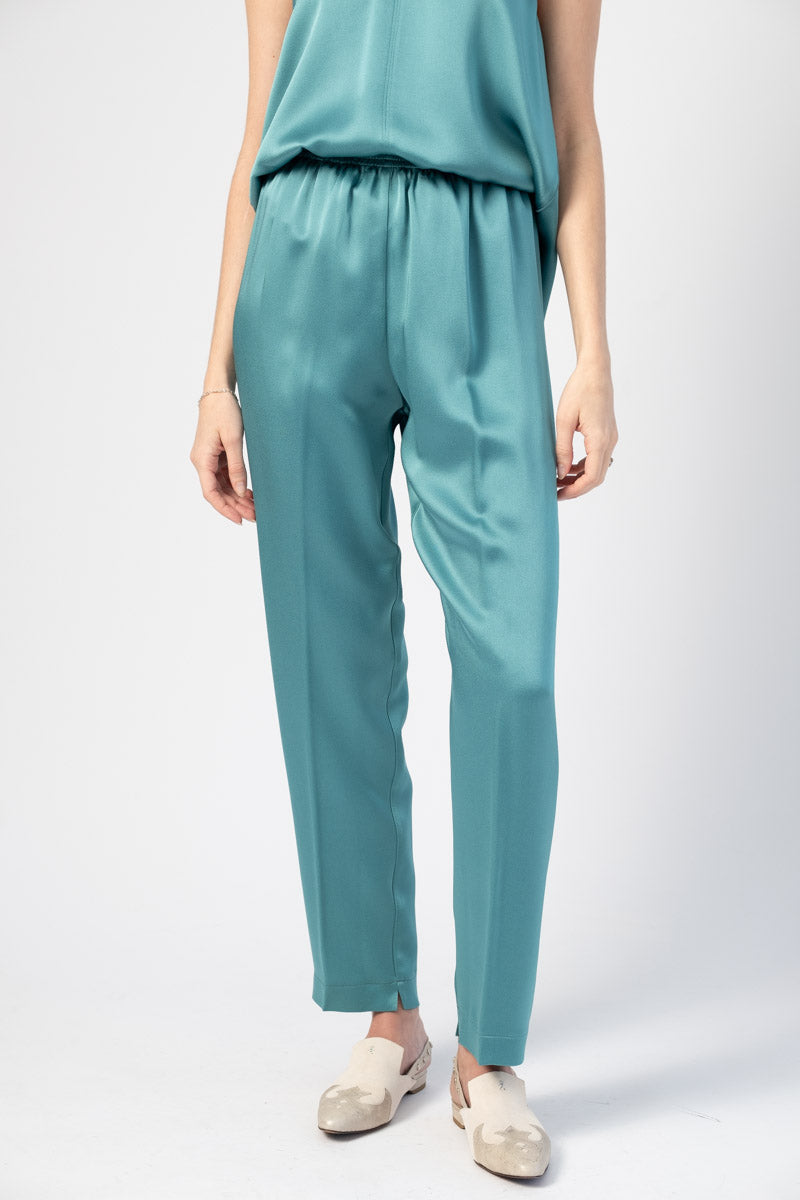 FORTE FORTE Envers Satin Crepe Pants in Topazio