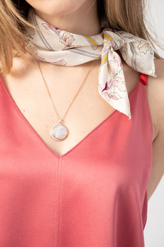 FORTE FORTE Saint Barth Print Viscose Silk Jacquard Scarf in Cipria