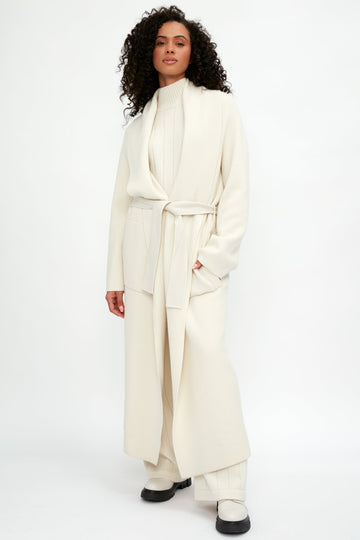 GENTRYPORTOFINO Cashmere Cardigan Coat in Burro