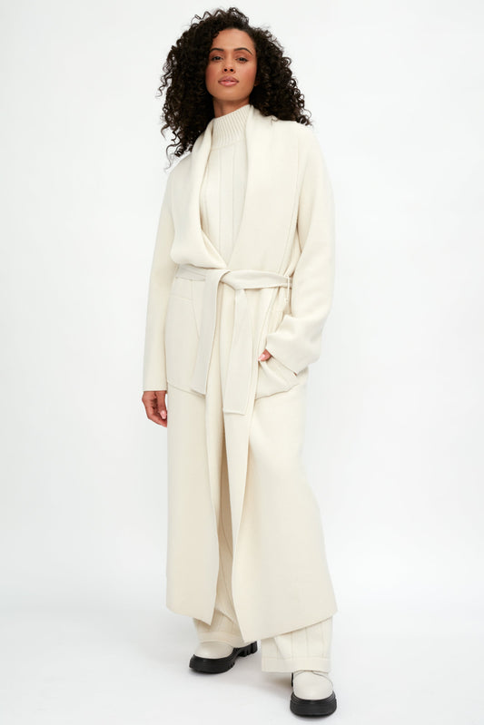 GENTRYPORTOFINO Cashmere Cardigan Coat in Burro