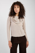 GENTRYPORTOFINO Cowl Neck Cashmere Sweater in Beige