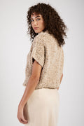 GENTRYPORTOFINO Cropped Knit Wool Sweater in Champagne