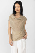 GENTRYPORTOFINO Draped Silk Top in Sabbia