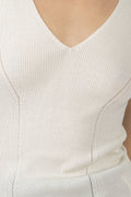 GENTRYPORTOFINO Knit V-Neck Top in Latte