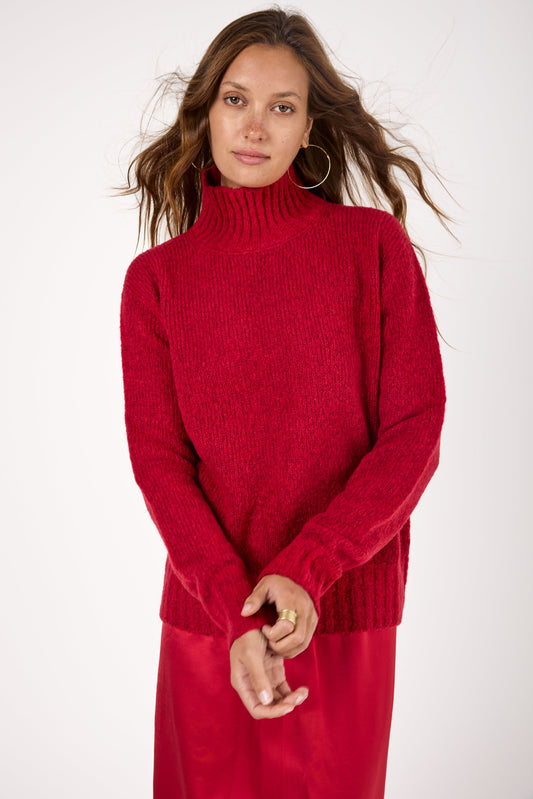 Wool Knit Sweater in Rosso