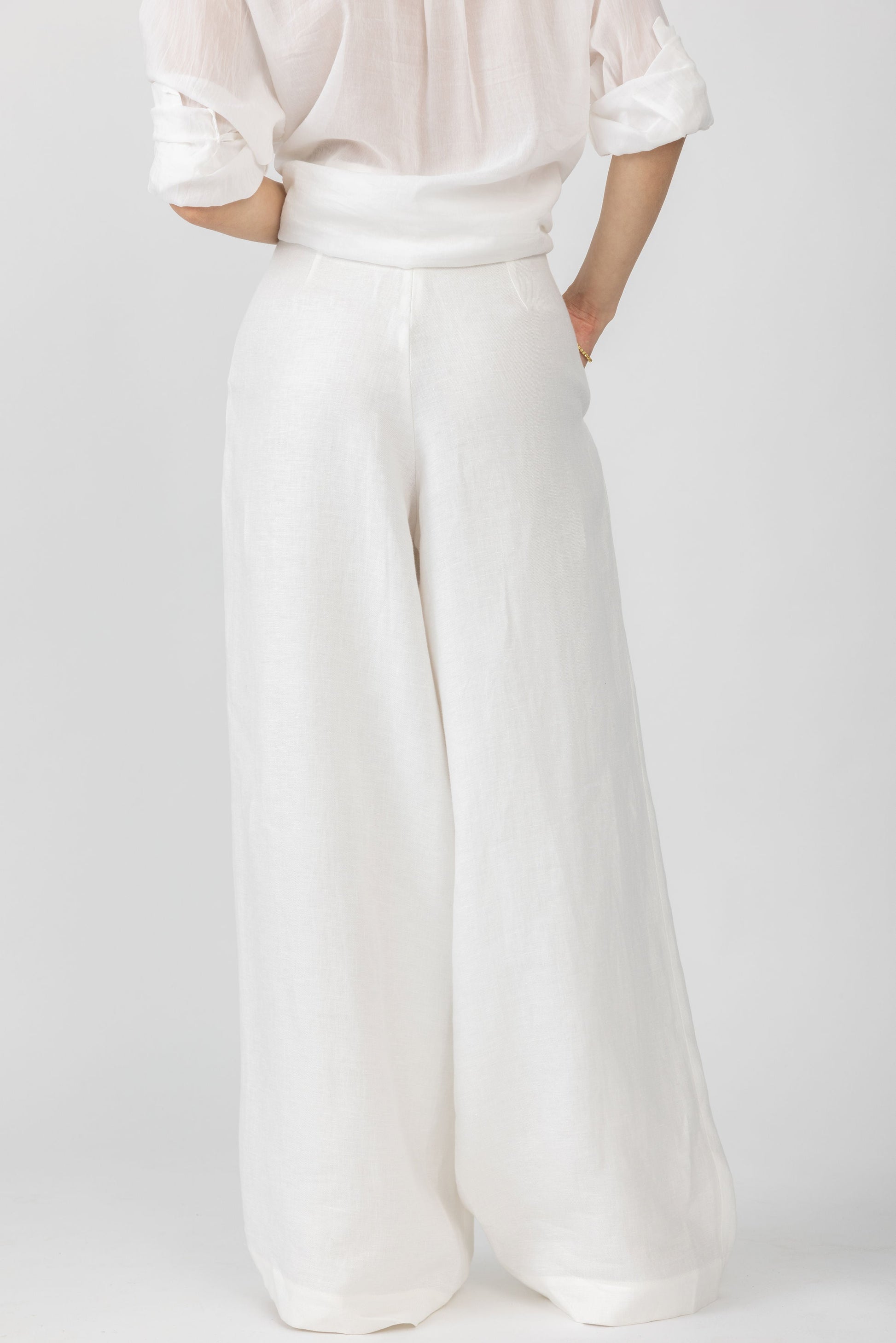 GENTRYPORTOFINO Woven Linen Pant in Latte