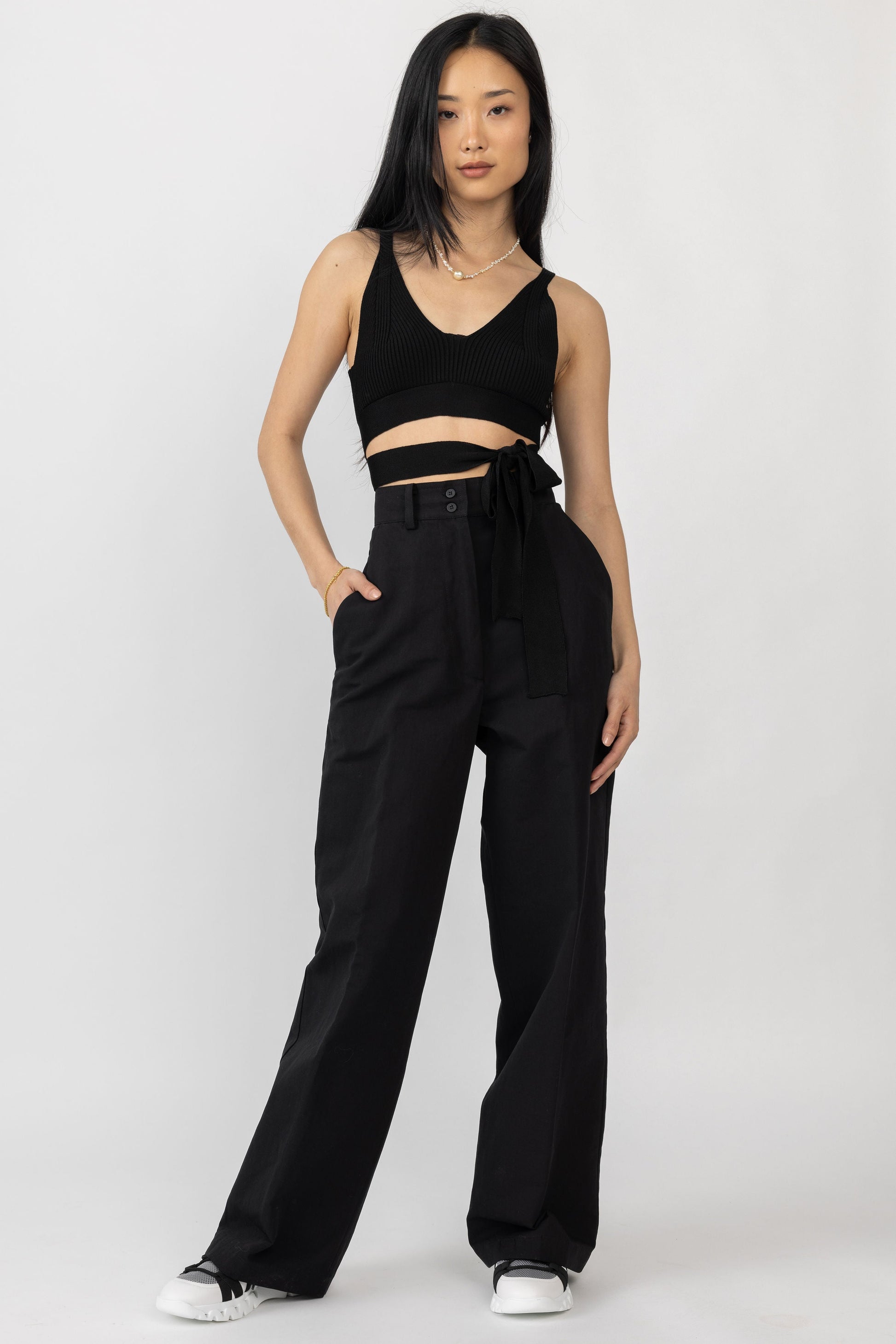 GENTRYPORTOFINO Woven Pant in Nero