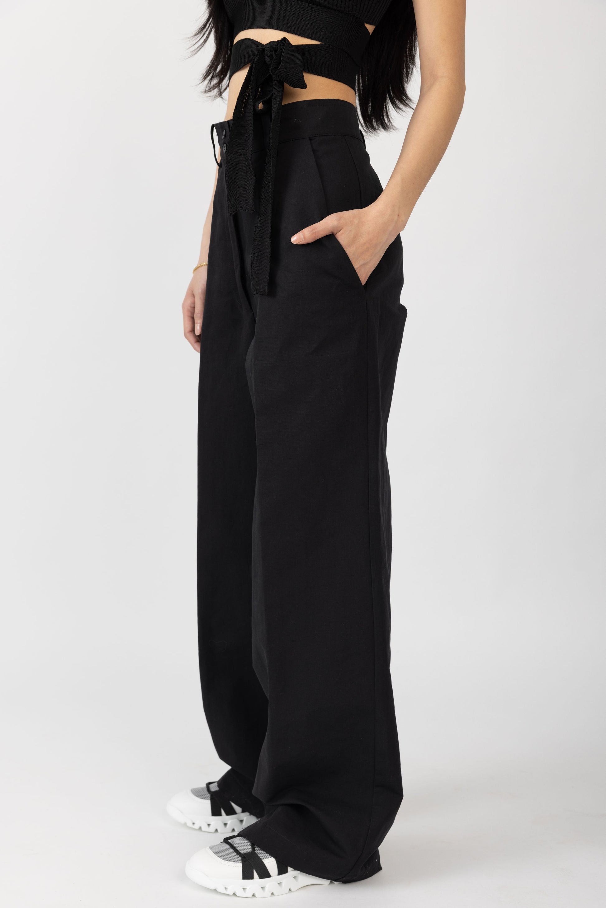 GENTRYPORTOFINO Woven Pant in Nero