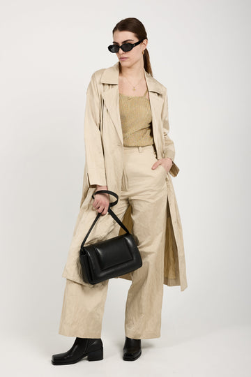 GENTRYPORTOFINO Woven Trench Coat in Beige
