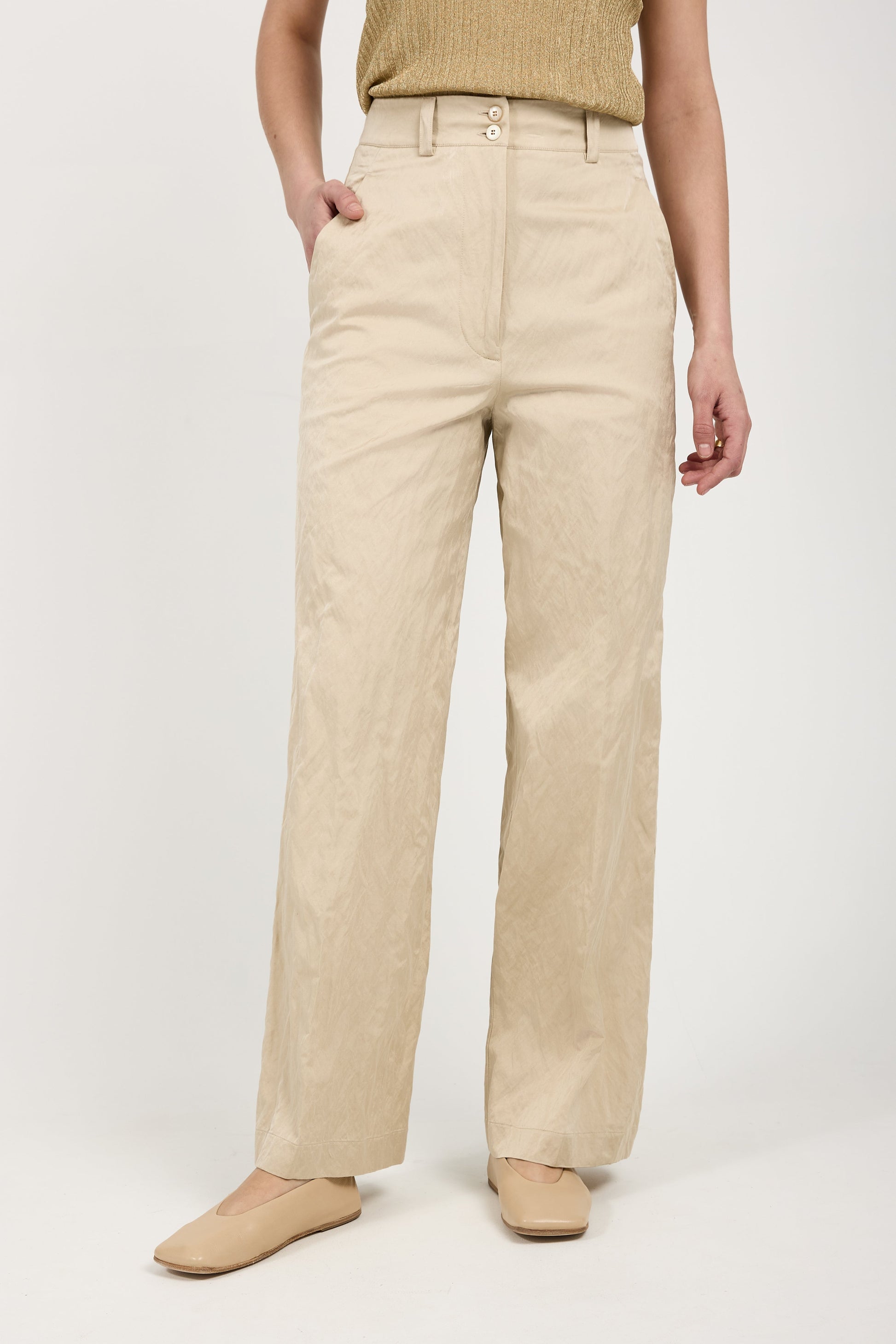 GENTRYPORTOFINO Woven Trouser Pant in Beige