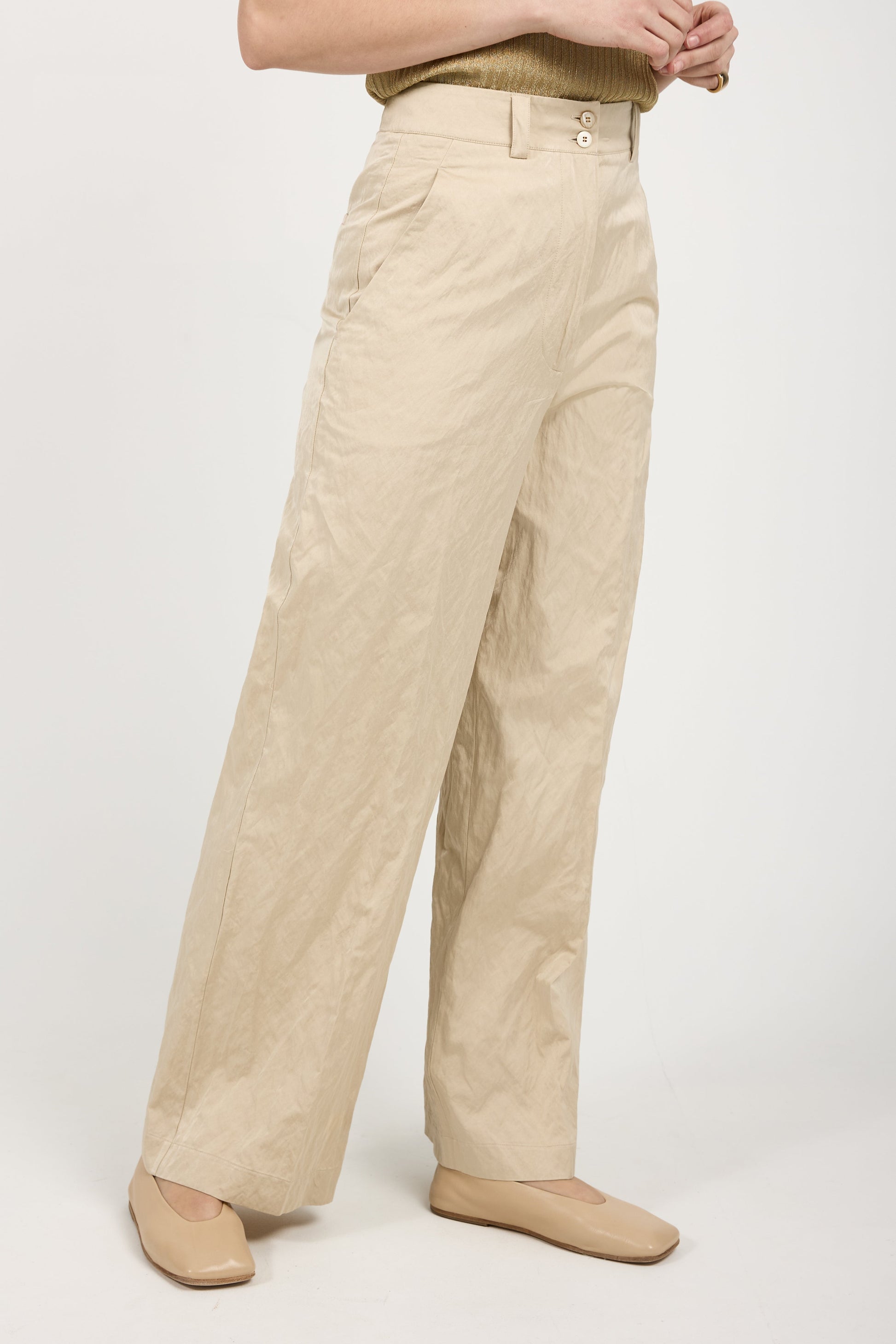 GENTRYPORTOFINO Woven Trouser Pant in Beige