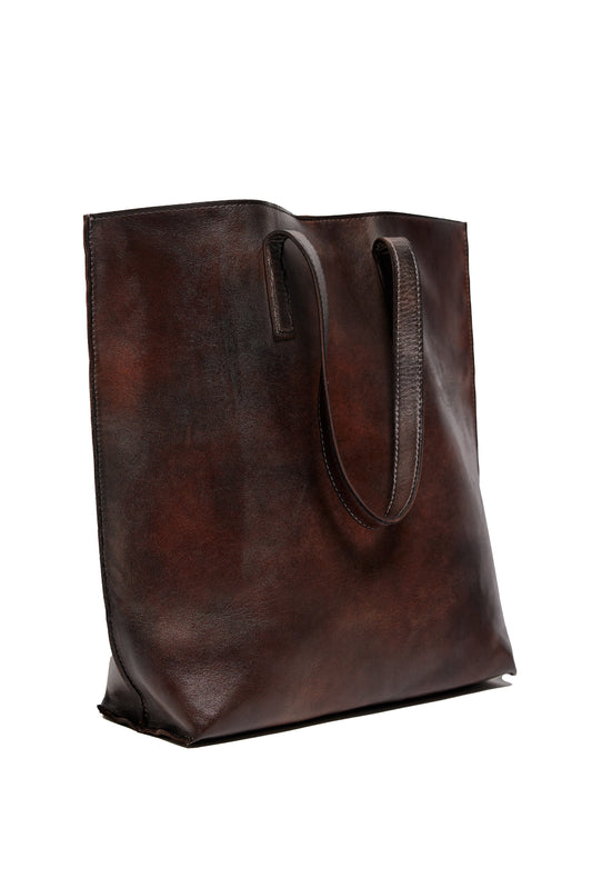 GIORGIO BRATO Leather Tote Bag in Moro Rust