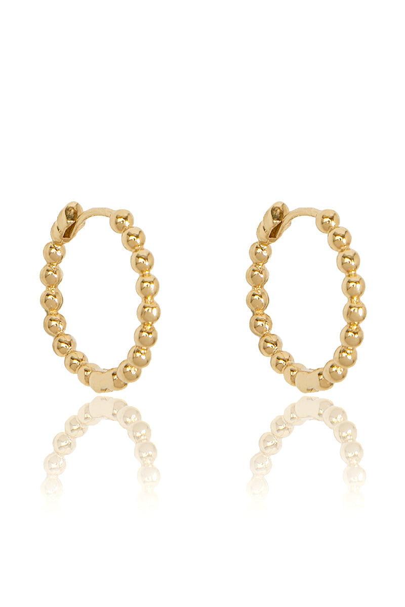VELINA 14k Gold Small Bead Hoops