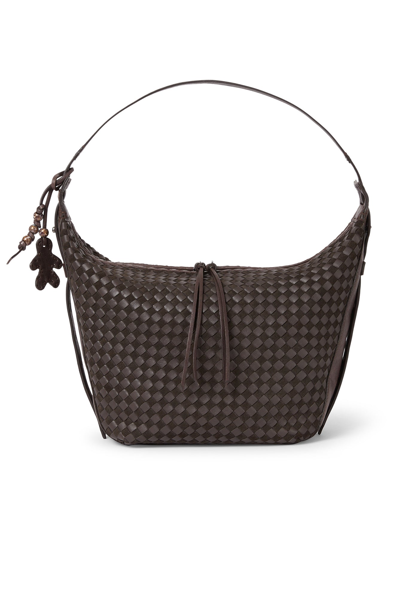 Ilenia Intreccio Leather Bag in Scacchiera Moro