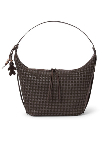 Ilenia Intreccio Leather Bag in Scacchiera Moro