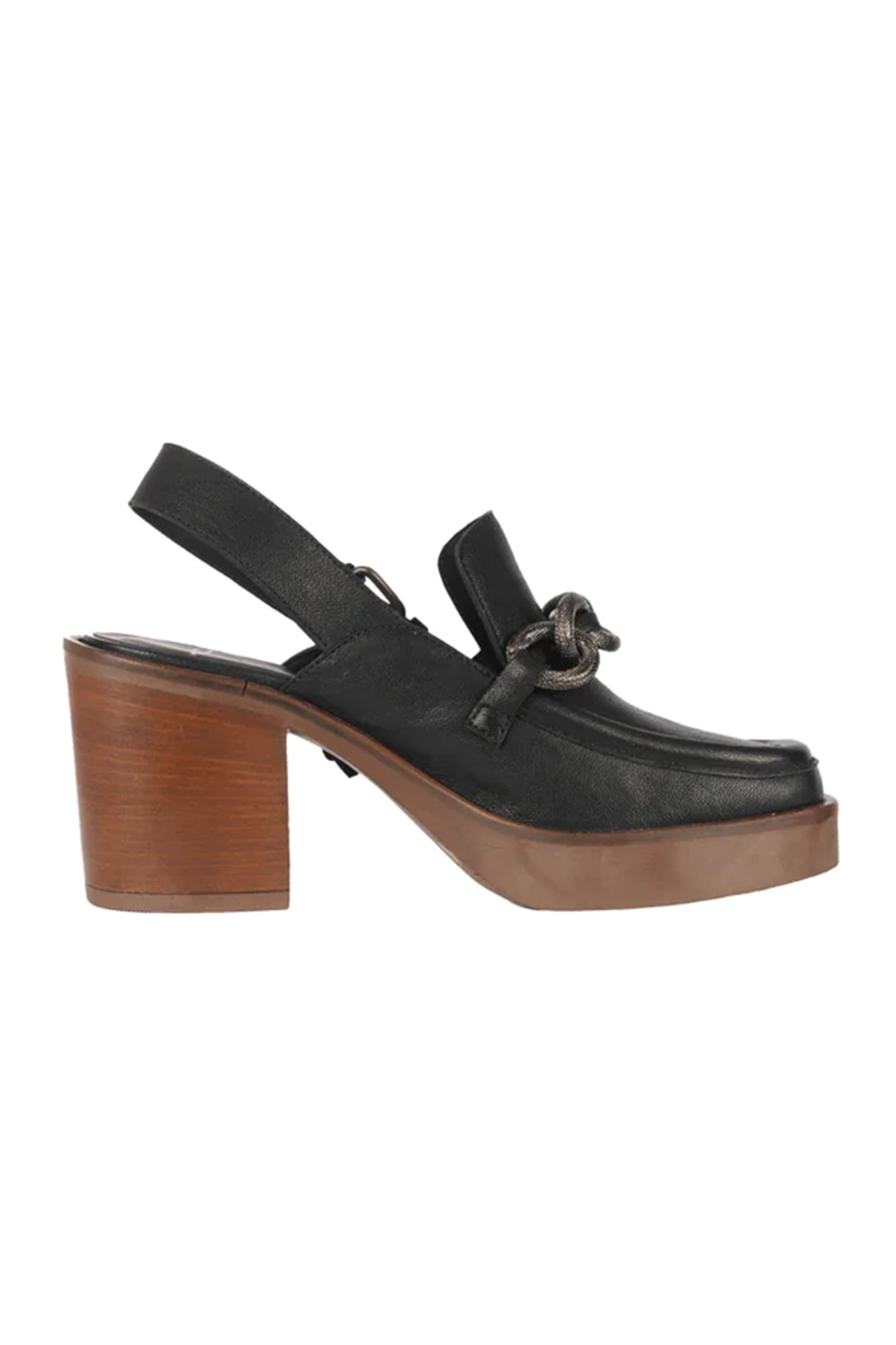HENRY BEGUELIN Leather Platform Moccasin Shoe in Old Iron Nero