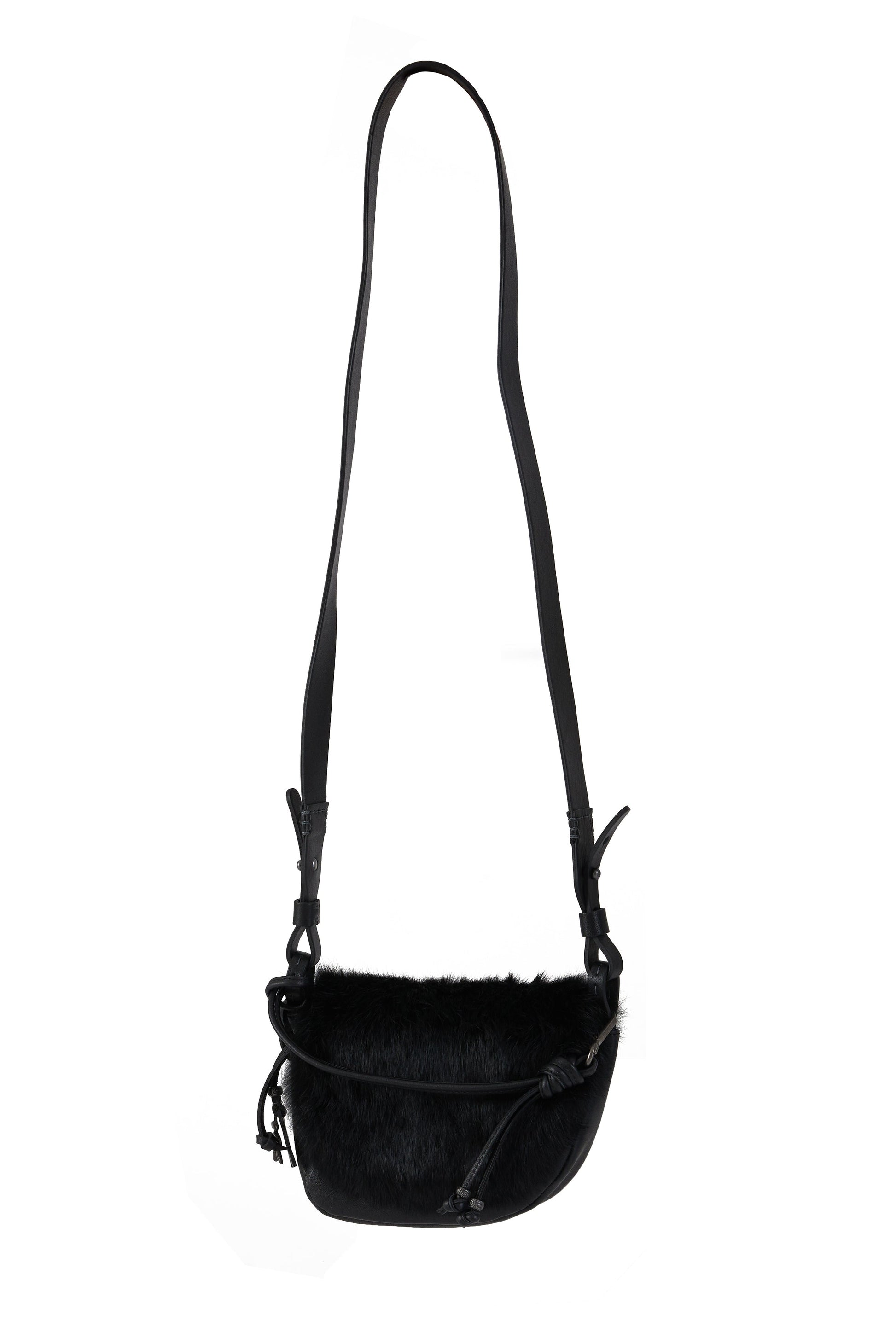 HENRY BEGUELIN Marinella Messico Small Leather and Fur Bag in Lapin Nero