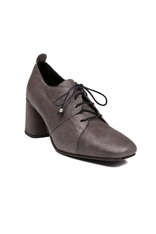 Old Iron Lace-up Leather Heel in Piombo