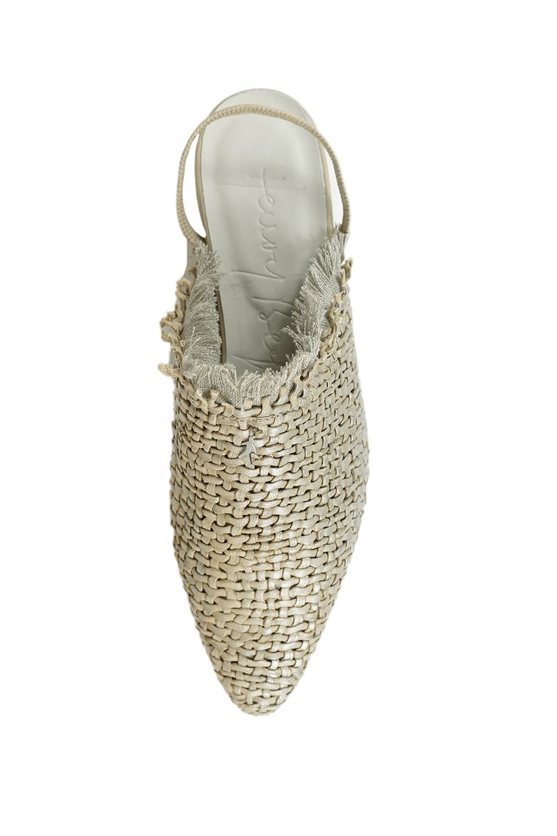 HENRY BEGUELIN Slingback Flat Mule Intreccio in Madreperla Beige