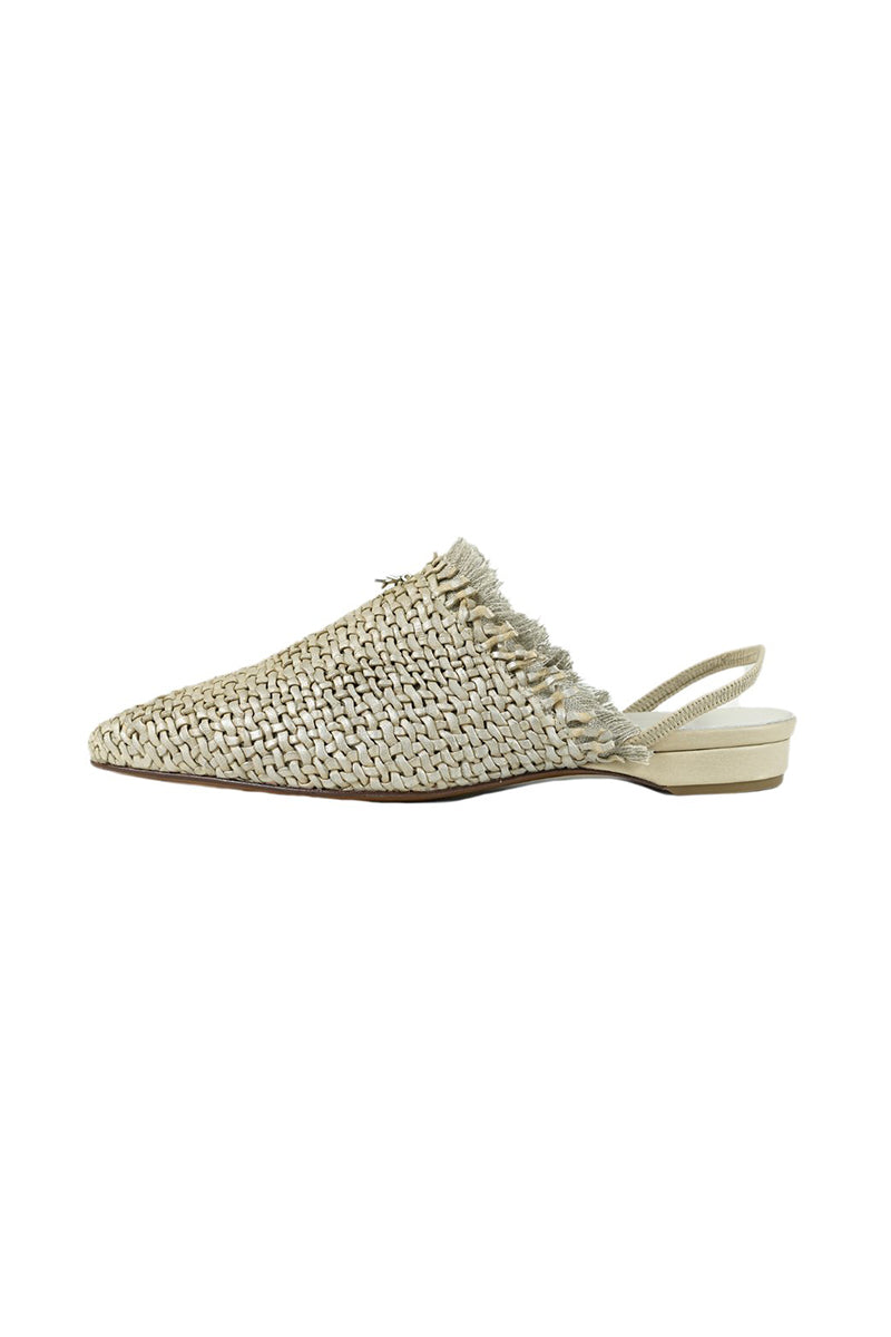 HENRY BEGUELIN Slingback Flat Mule Intreccio in Madreperla Beige