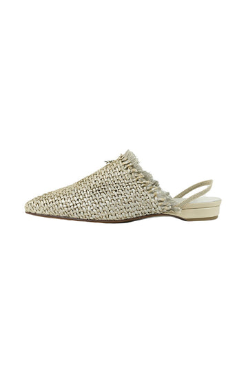HENRY BEGUELIN Slingback Flat Mule Intreccio in Madreperla Beige