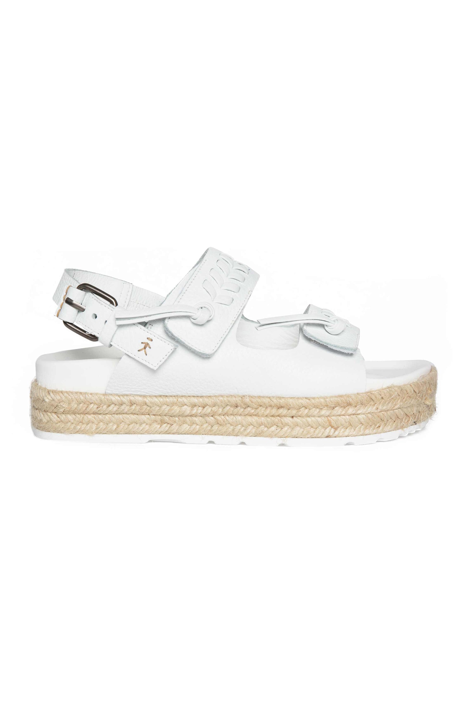 HENRY BEGUELIN Two Strap Leather Sandal in Cervo Bianco