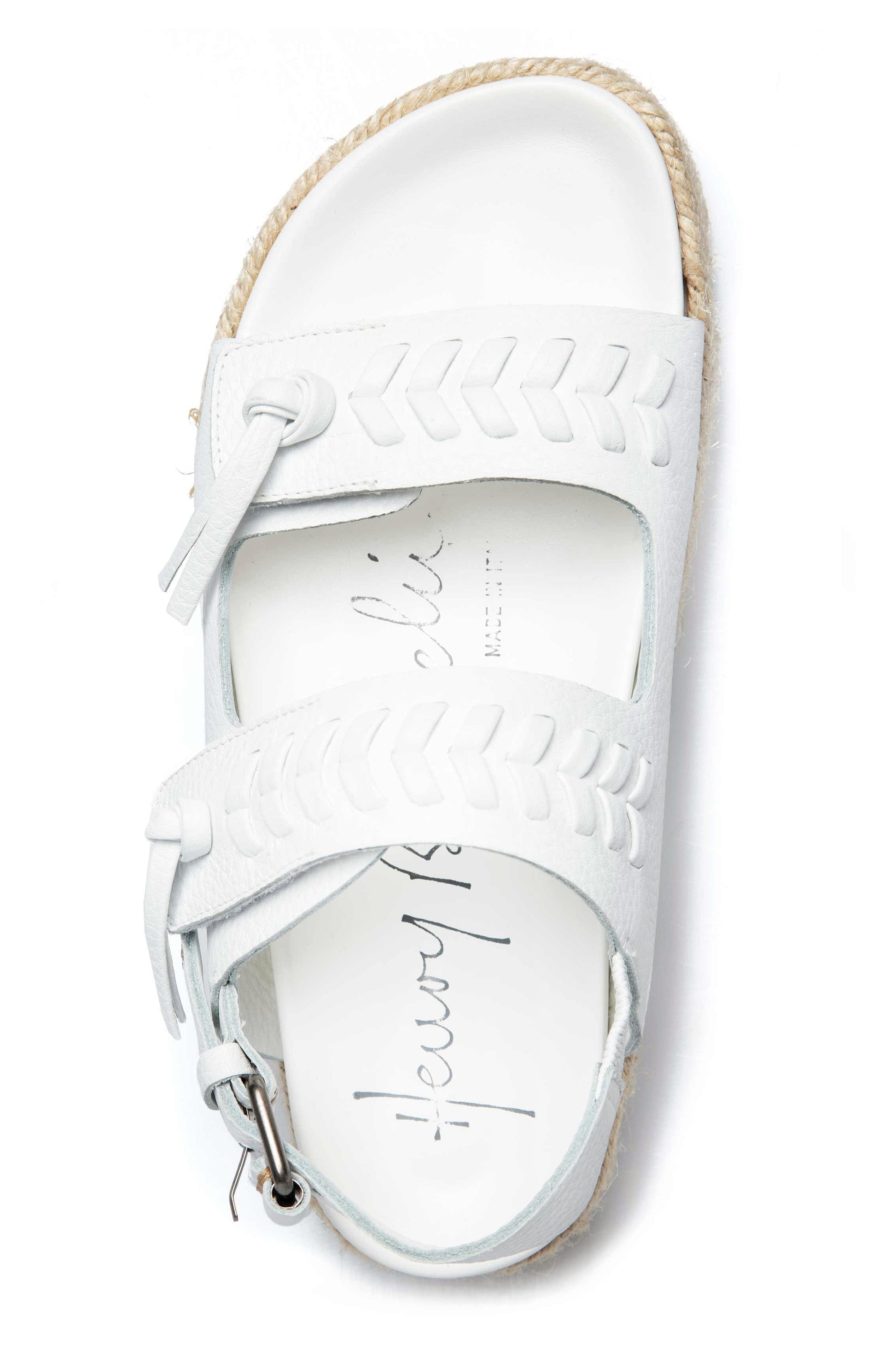 HENRY BEGUELIN Two Strap Leather Sandal in Cervo Bianco