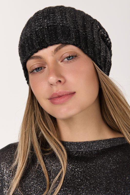 Hand Painted Corn Cob Stitch Hat with Lamination in Nero