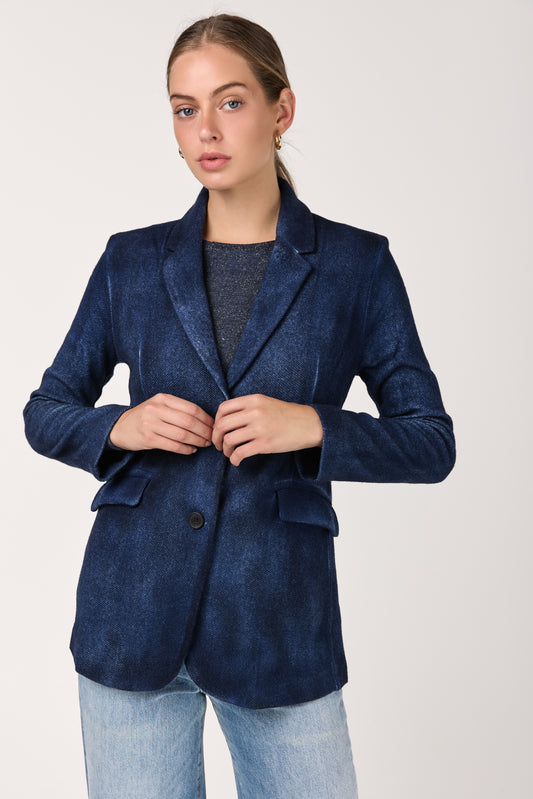 Hand Painted Reversible Jacket Blazer in Midnight