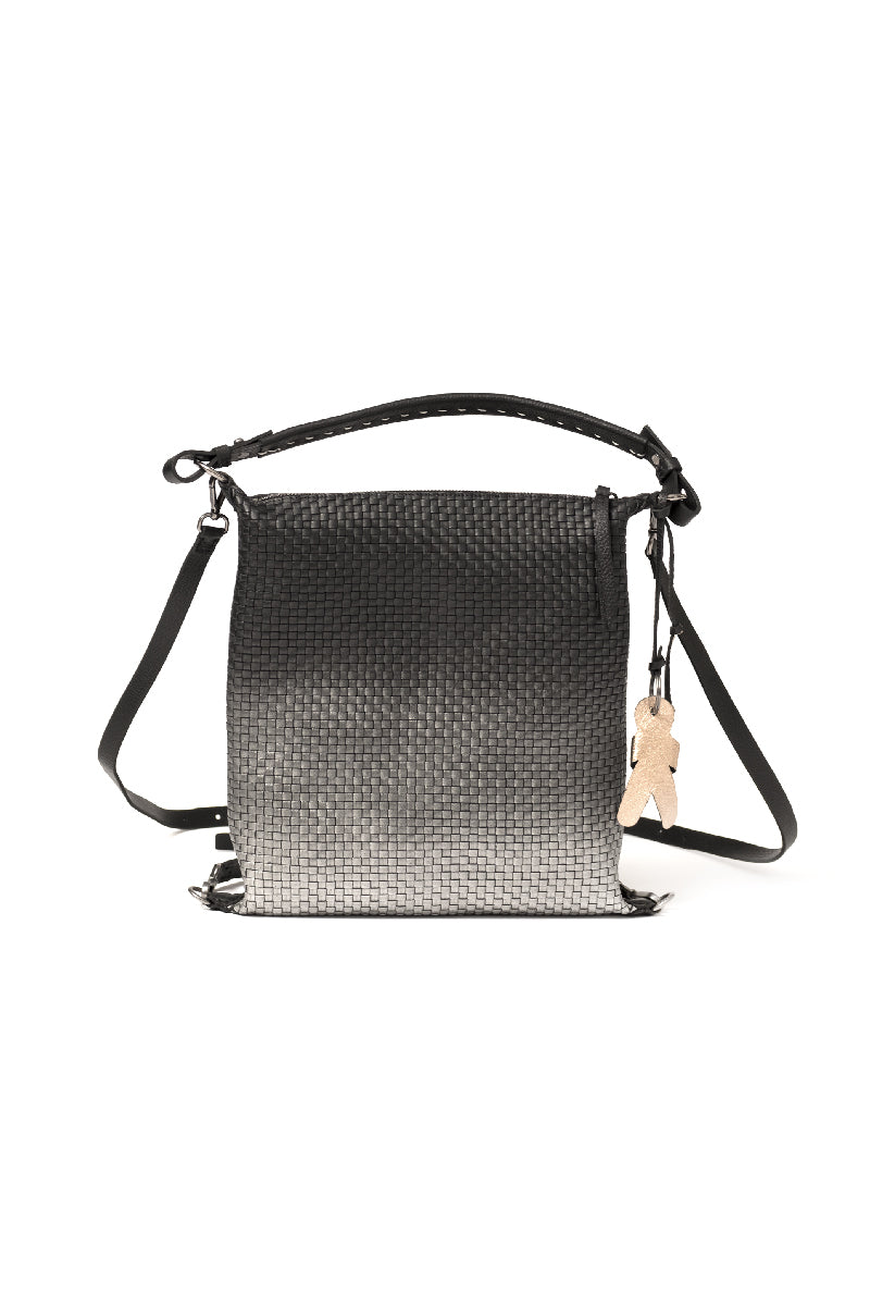 HENRY BEGUELIN Woven Leather Backpack Sfumato Cervo in Nero