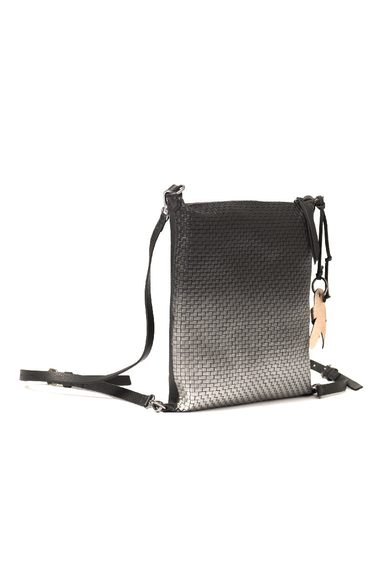 HENRY BEGUELIN Woven Leather Backpack Sfumato Cervo in Nero
