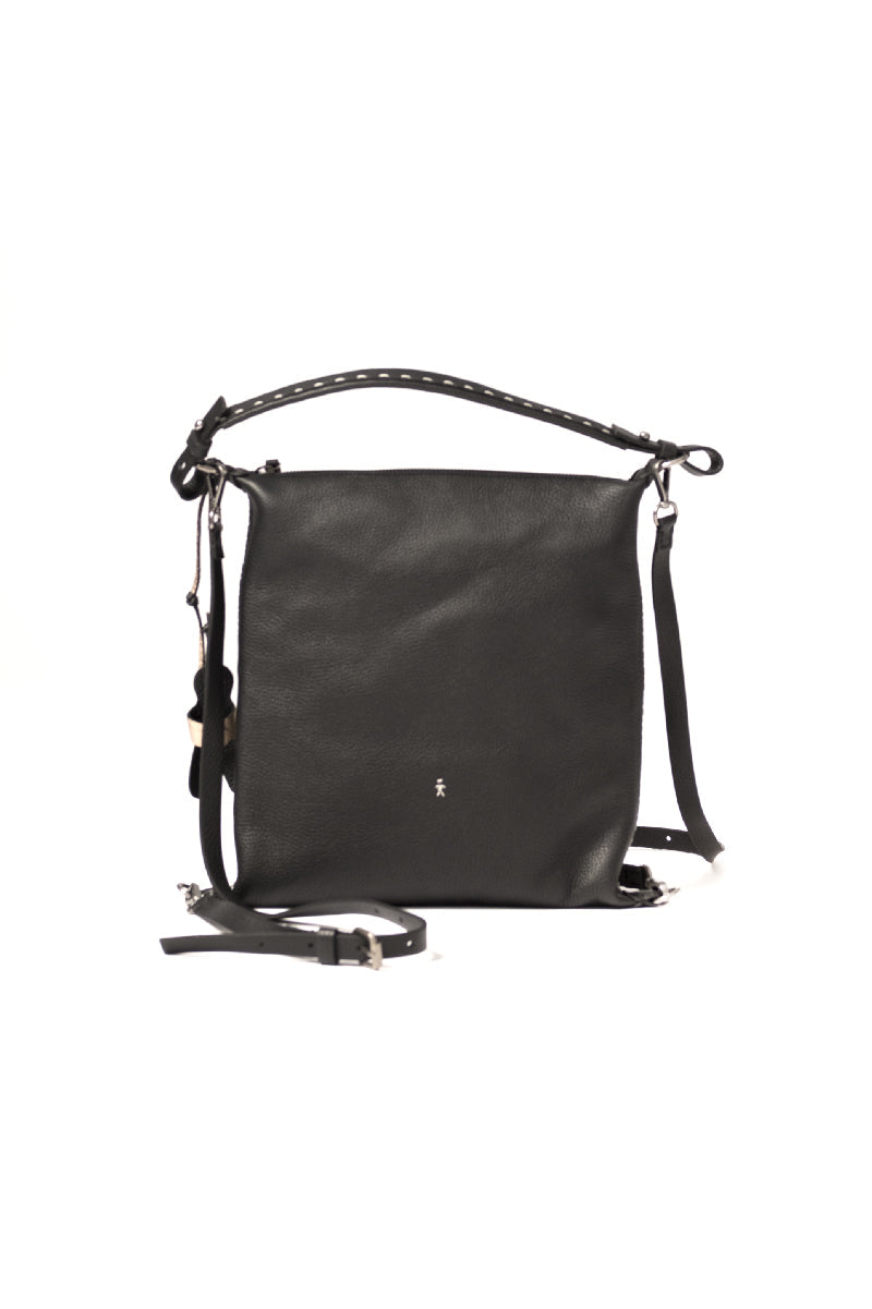 HENRY BEGUELIN Woven Leather Backpack Sfumato Cervo in Nero
