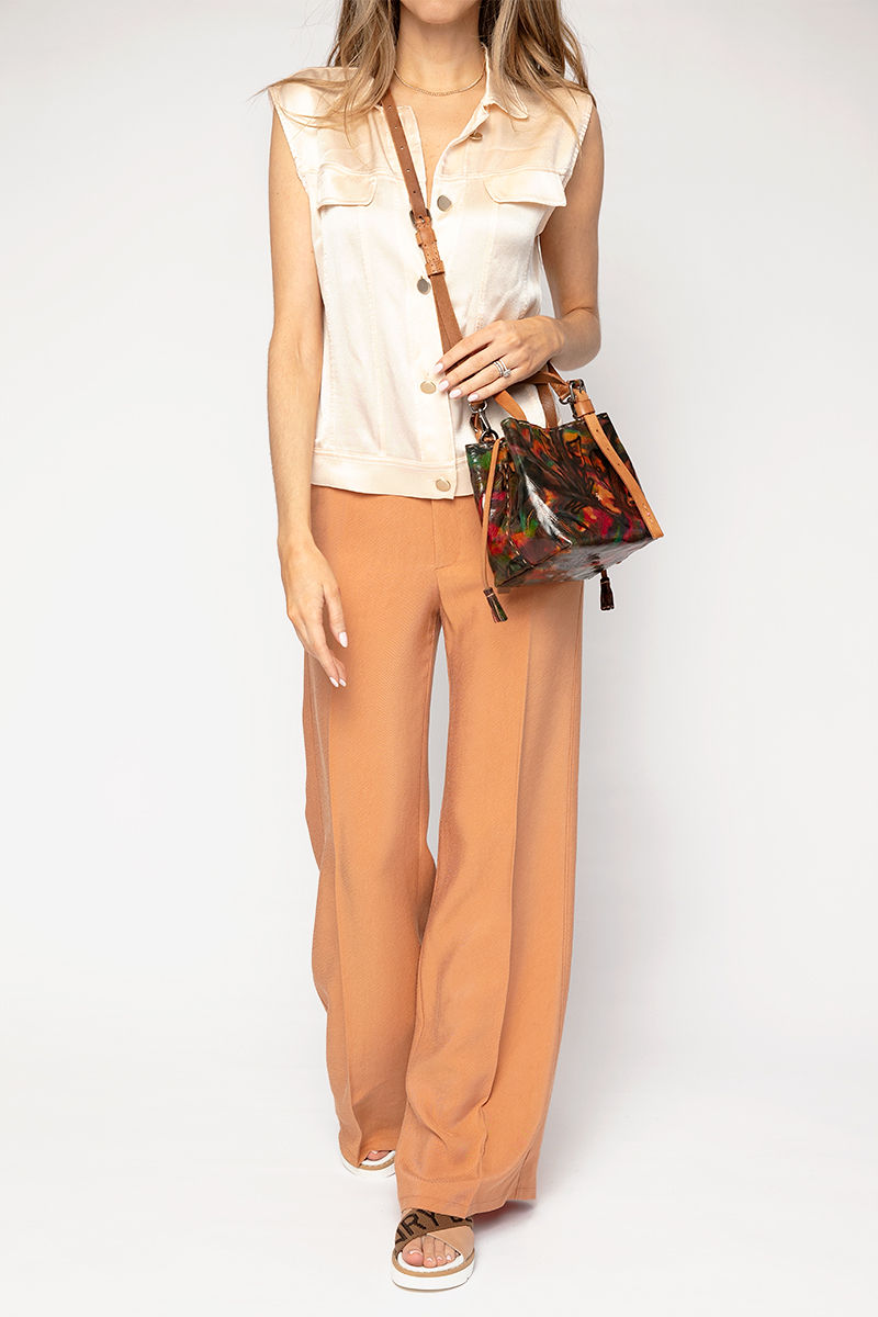 FORTE FORTE Marocain Satin Denim Cut Top in Ivory
