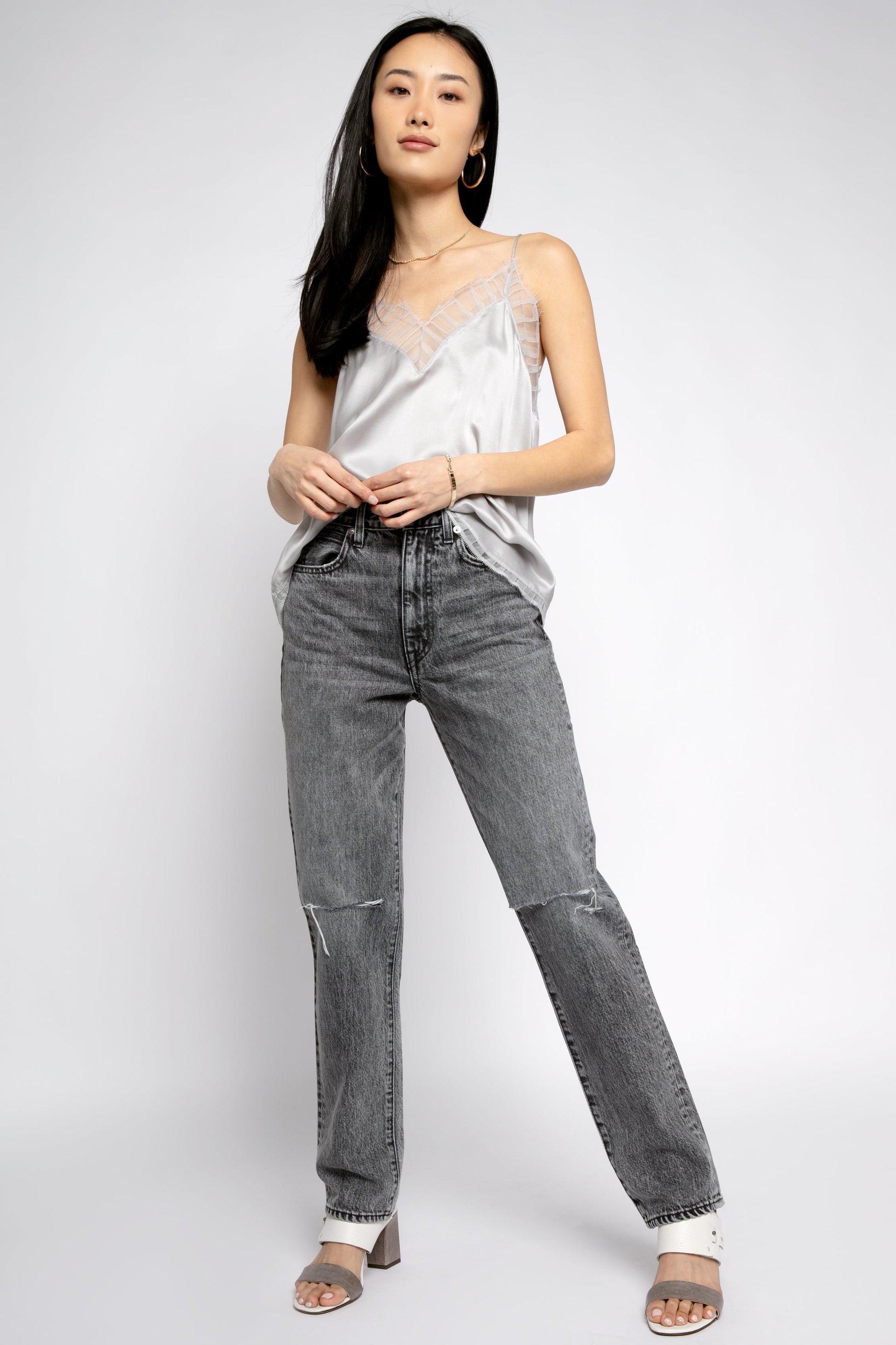 IRO Berwyn Silk Camisole in Light Grey