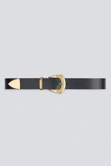 IRO Copp Leather Belt in Black and Gold