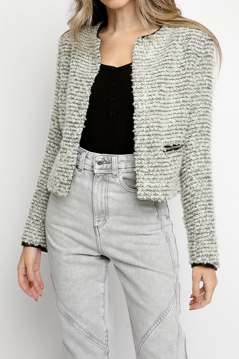 IRO Ledisi Collarless Jacket in Black and White