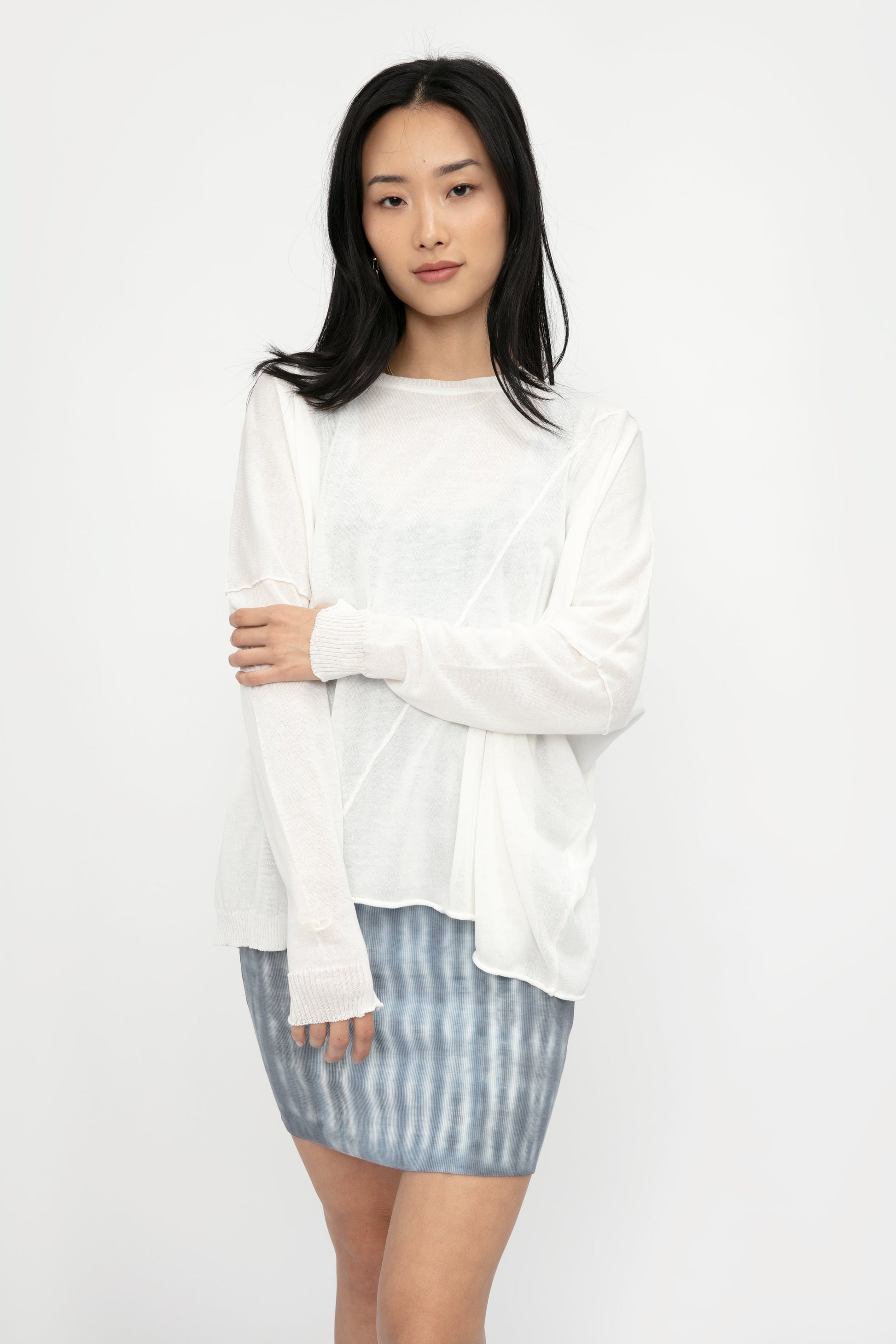 ISABEL BENENATO Boxy Asymmetrical Top in Ivory