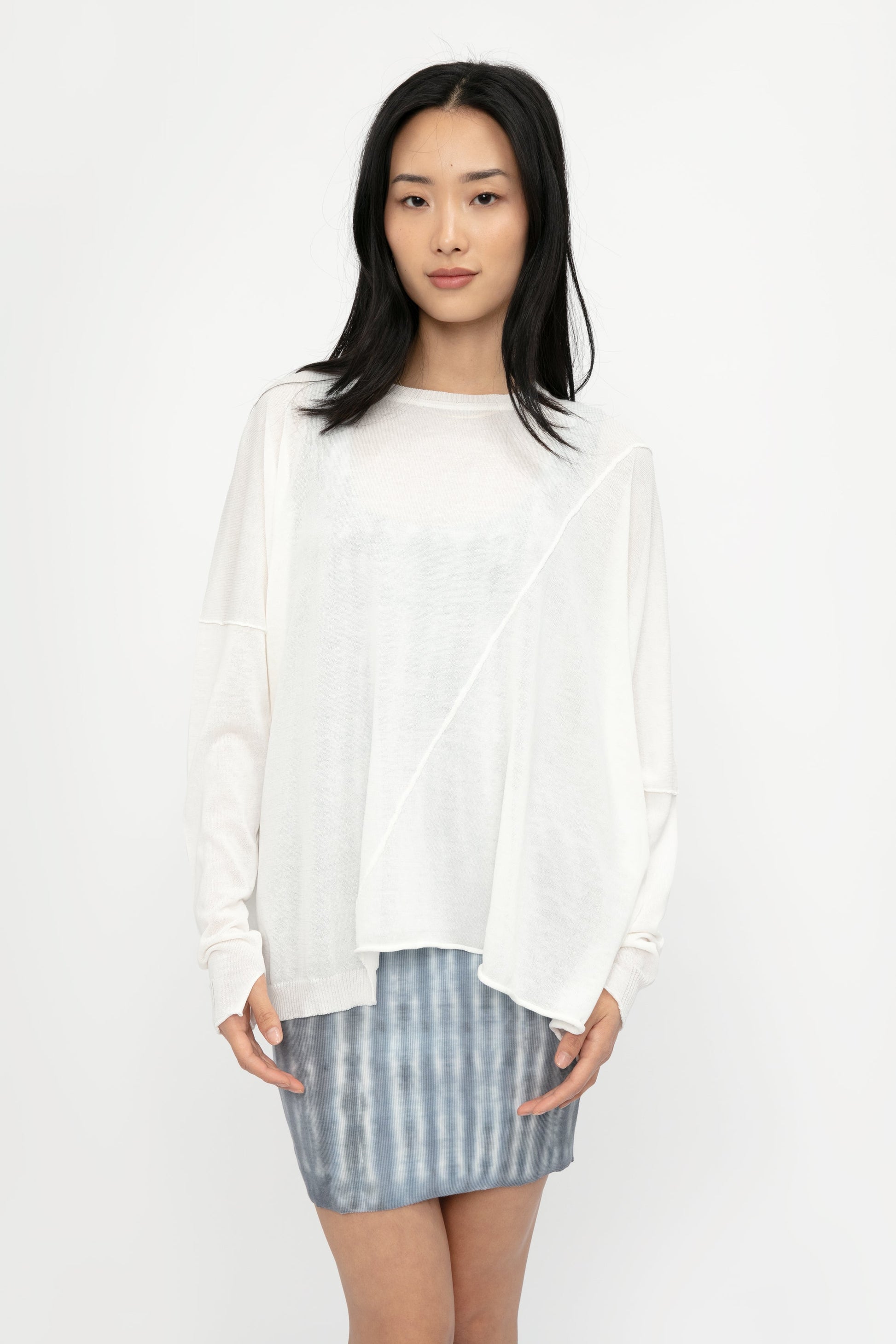 ISABEL BENENATO Boxy Asymmetrical Top in Ivory